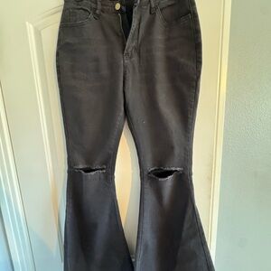 Women's Black Bell Bottom Jeans